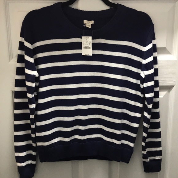 J. Crew Sweaters - J.Crew NWT Navy Striped Sweater XS